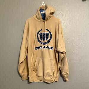 Escalade mens XL Cream Blue Hoodie Sweatshirt Pullover Men's Athletic Casual